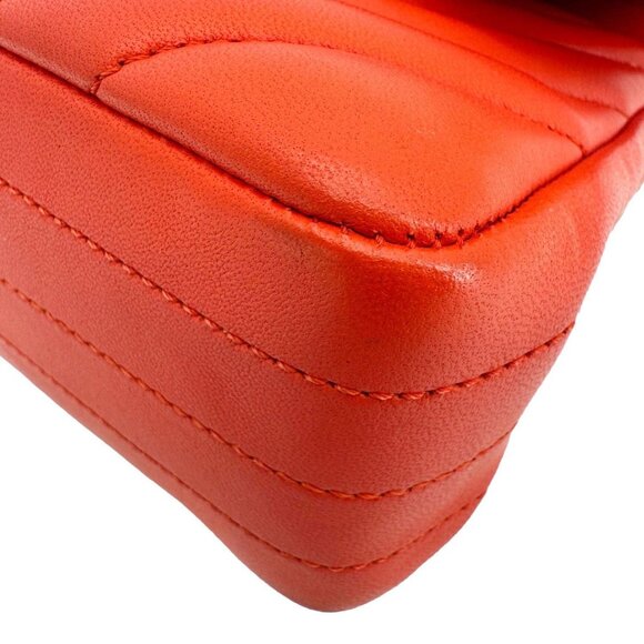 Chanel  Classic Double Flap Medium Chevron Leather Shoulder Bag Orange - Picture 9 of 16